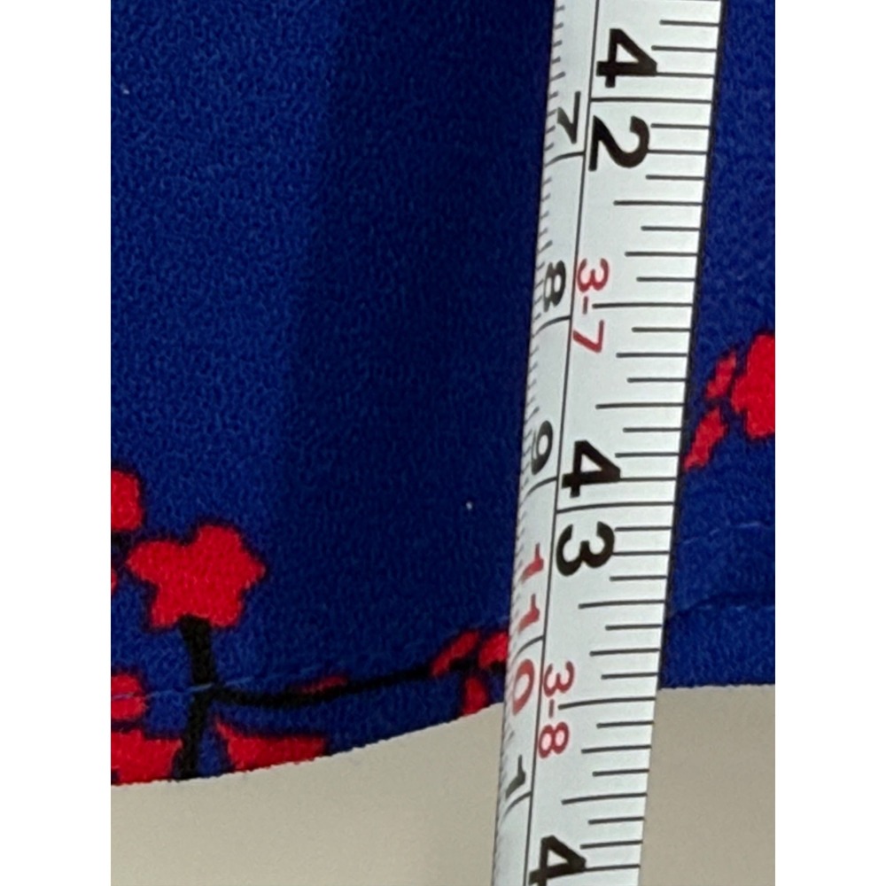 Ann Taylor Factory Blue Red Floral V-Neck 3/4 Sleeve Midi Dress Womens Sz 4 - Picture 3 of 8